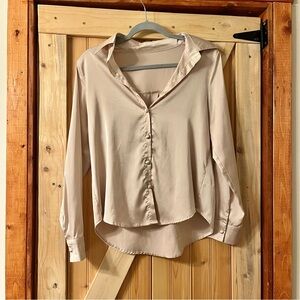 SHEIN Champagne Button-Down Women's Shirt